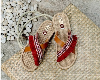 HANDMADE Ruffled Crossband Slide Sandals | Boho Chic Sandals | Summer Sandals