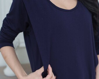 Soft Scoop Neck Maternity/Nursing Long Sleeve Tops | Breastfeeding Shirt | New Mom Gift | Maternity Clothes | Nursing Cover | Nursing Shirt