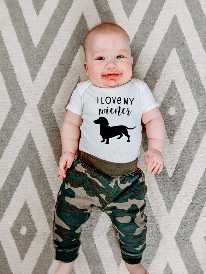 I Love My Wiener Onesie® Baby Onesie Dog Onesie Dog Lover Etsy