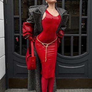Latex Red Bodycon Dress