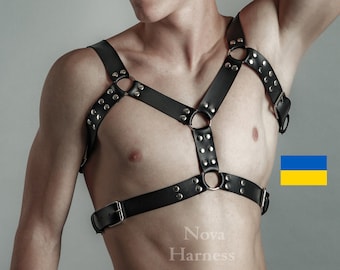 Chest Harness Men, Gay Harnesses, Men's Harness, Sexy Harness for Men, Dominatrix Fetish Shoulder Harness, Bulldog Harness, Natural Leather