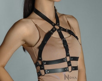 Leather Chest Harness, Caged Bra Harness, Breast Harness, Top Harness, Strappy Harness, Plus Size Harness, Underbust Harness, Adjustable