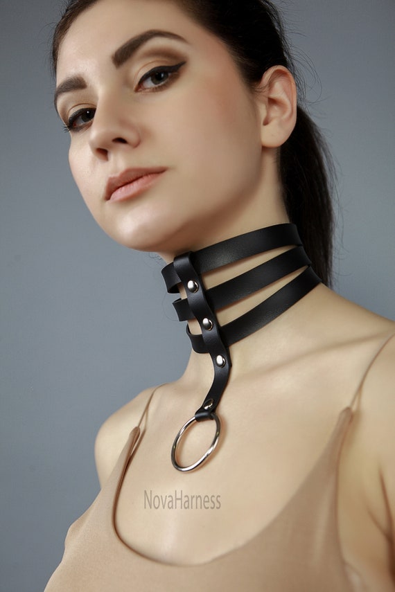 Designer leather choker posture collar 