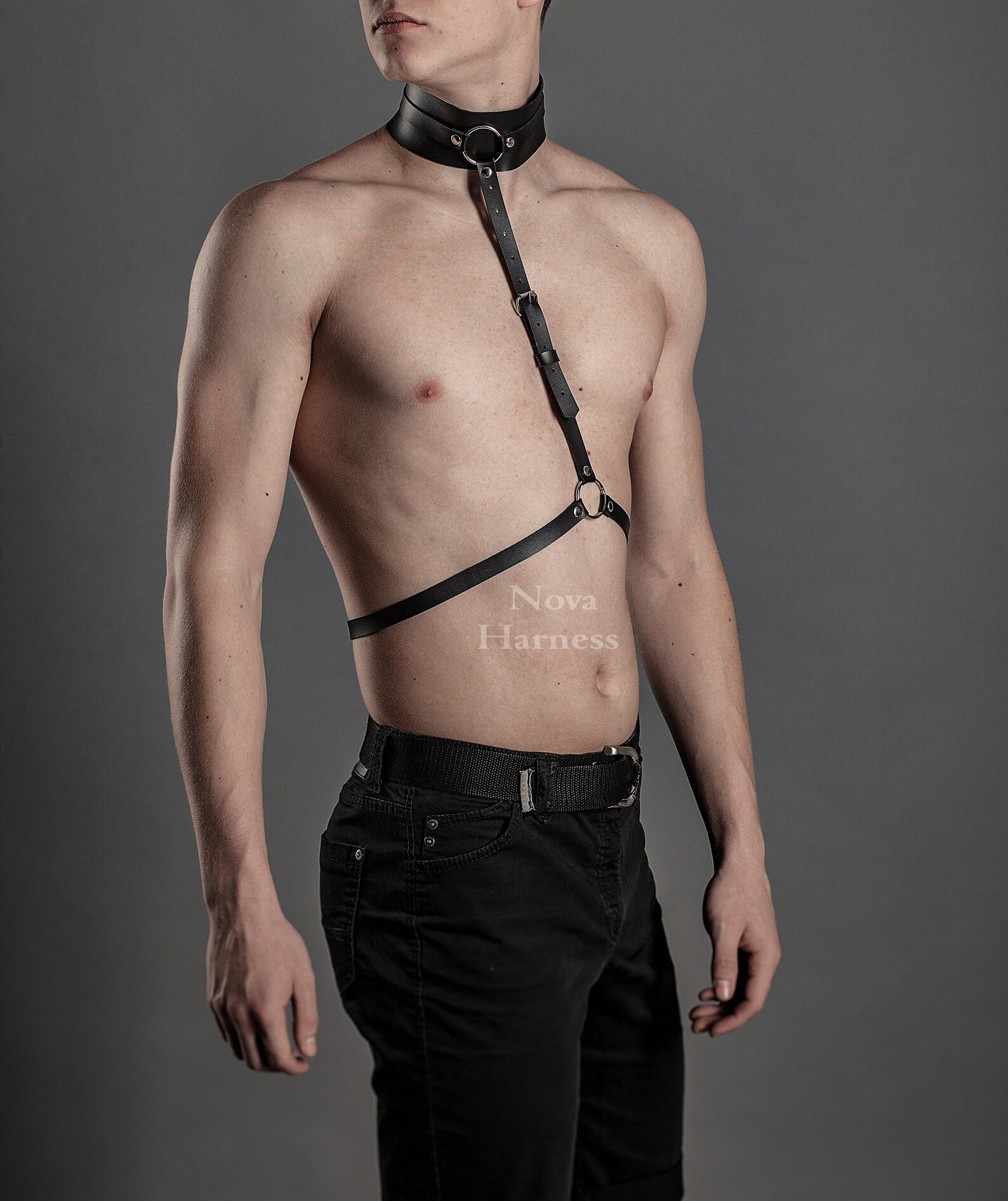 Choker Male Harness Chest Harness Men Mens Leather Harness Etsy