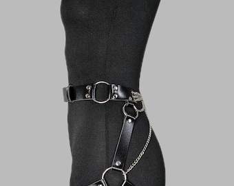 Bdsm Thigh Harness, Leather Waist Belt, Plus Size Leg 