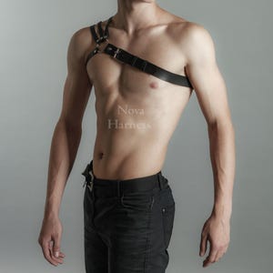 Burning Man Triple Male Harness Cage Chest One Shoulder Top Steampunk Bra Festival Accessories Cyberpunk Costume Viking Outfit for Men Body image 4