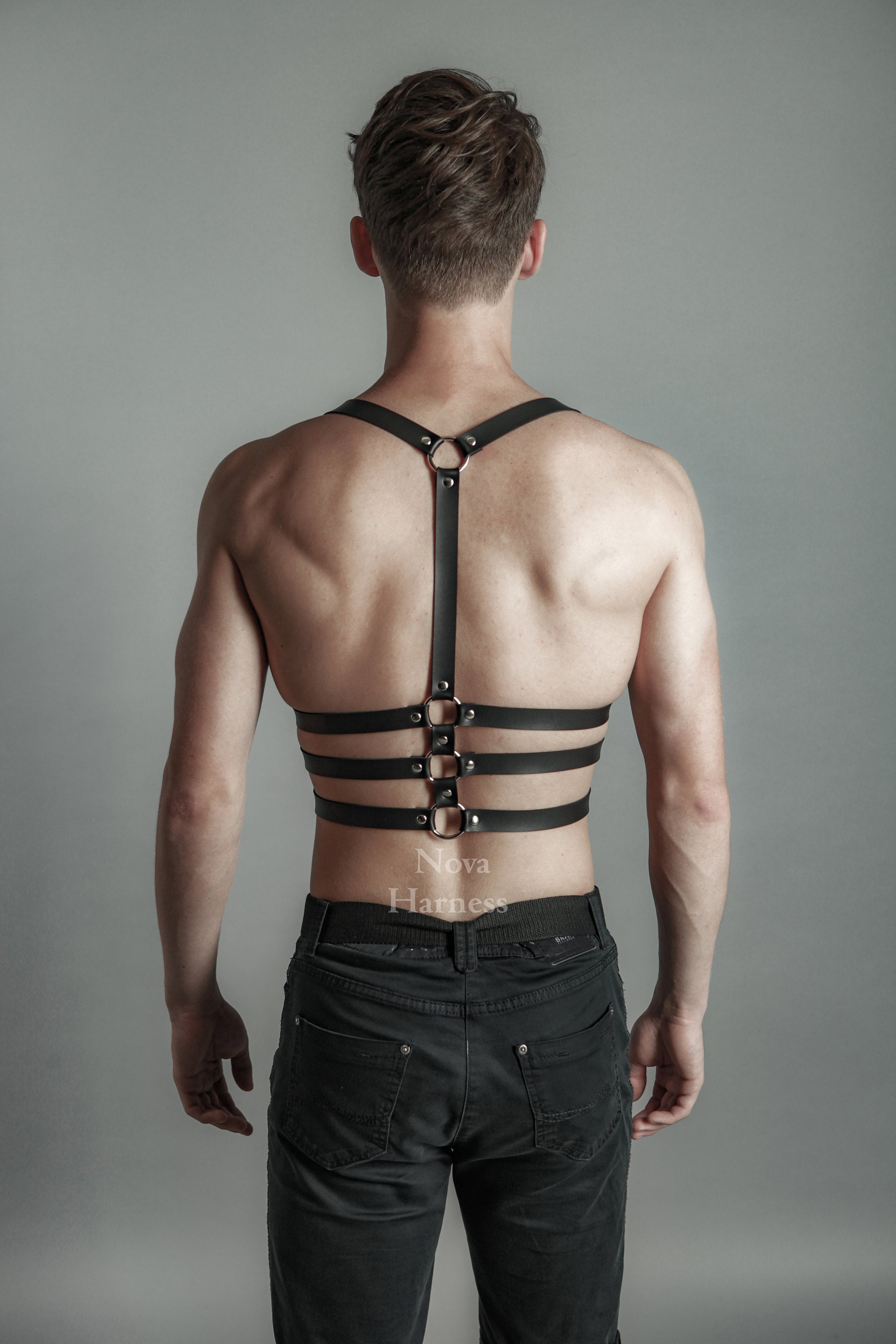 CUSTOM Black Body Harness Chest Harness Men Mens Leather Etsy