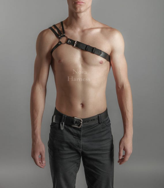 Burning Man Triple Male Harness Cage Chest One Shoulder Top Steampunk Bra Festival Accessories Cyberpunk Costume Viking Outfit for Men Body