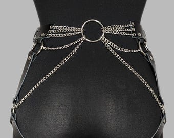 Bdsm Thigh Harness, Leather Waist Belt, Plus Size Leg  display picture 3