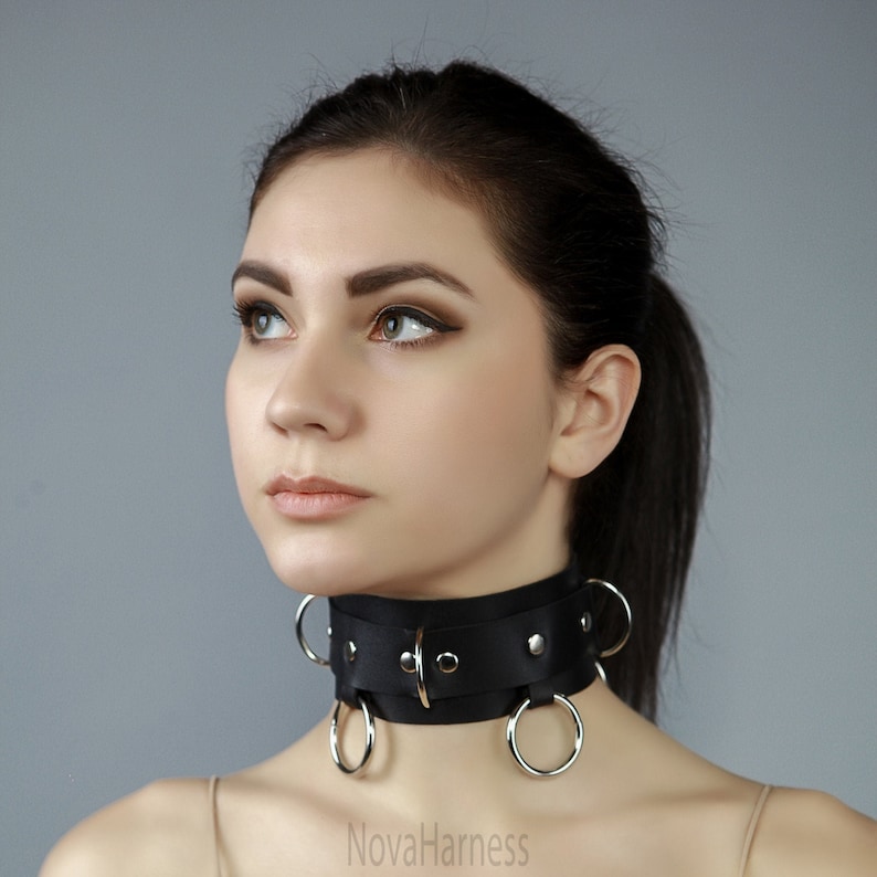 Neck Choker Collar Bdsm Choker Leather Leather Metal Jewelry Etsy