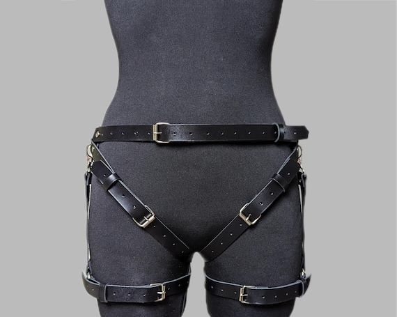 Cage Garter Belt Faux Leather Stockings Garter Leather Plus Size