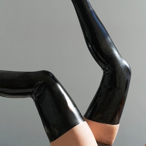 Gift for Girlfriend - Latex Stockings Thigh High Rubber Tights Female - Fetish Accessory for Woman Wife