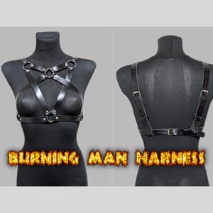Burning Man Harness Chest Gothic Pentagram Leather or Vegan Top Female Belt Festival Accessories Clothing Outfit Steampunk Costume for Woman