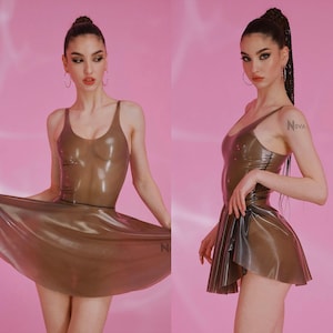 Doorschijnende latex jurk vrouwelijke outfit kostuum