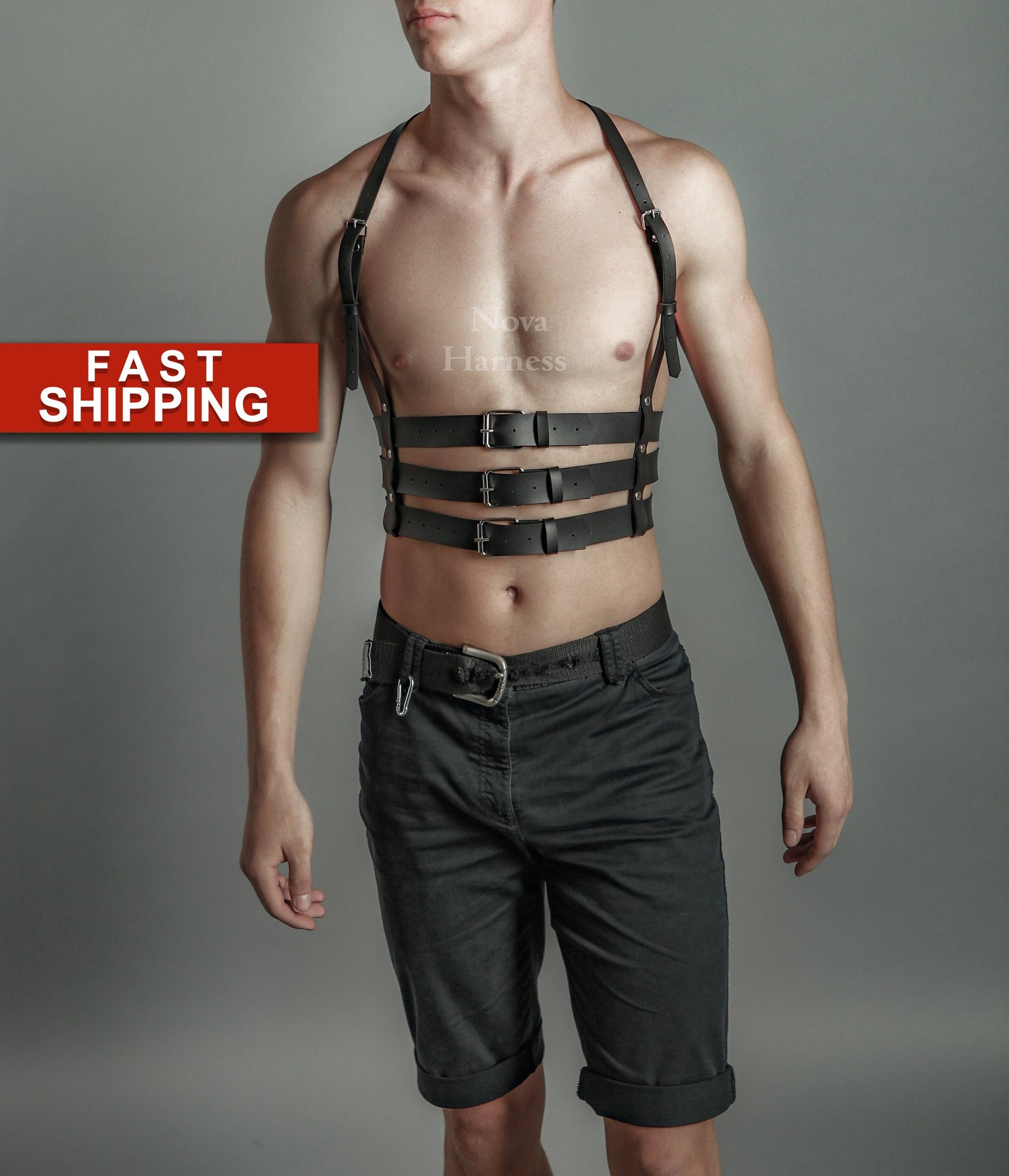 Mens Leather Chest Harness Free and Fast USA Delivery Etsy Israel