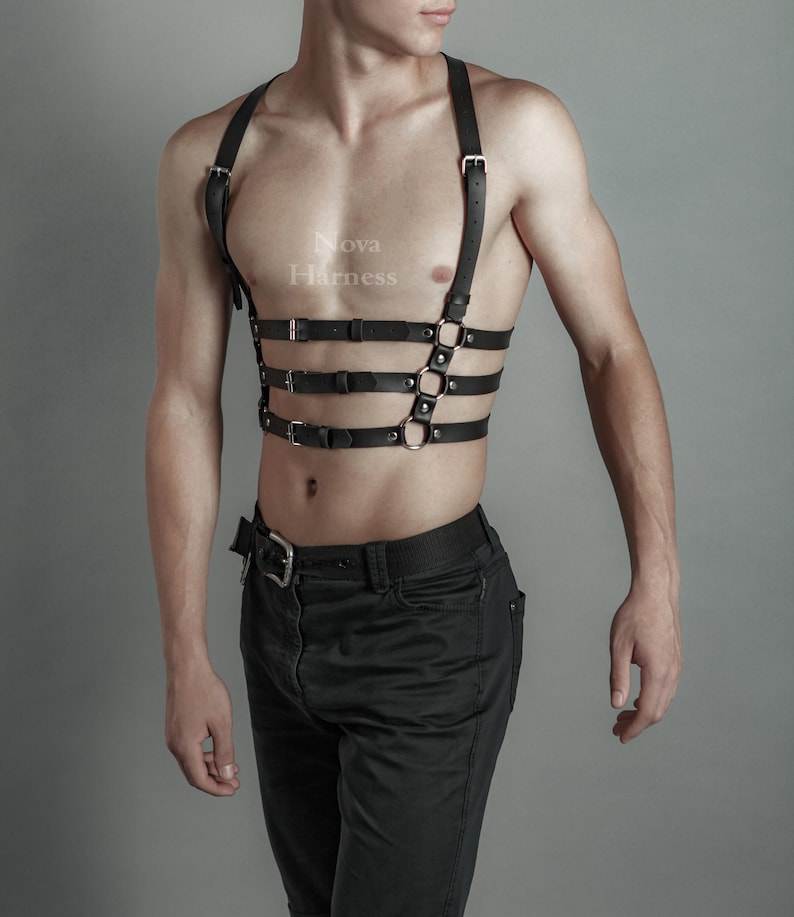 Custom Black Body Harness Chest Harness Men Mens Leather Etsy