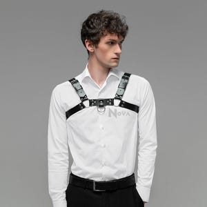 Gift for Boyfriend Leather Chest Harness Shoulder Top Belt Fetish Man Body Gay Bondage Accessory for Husband Valentines Day