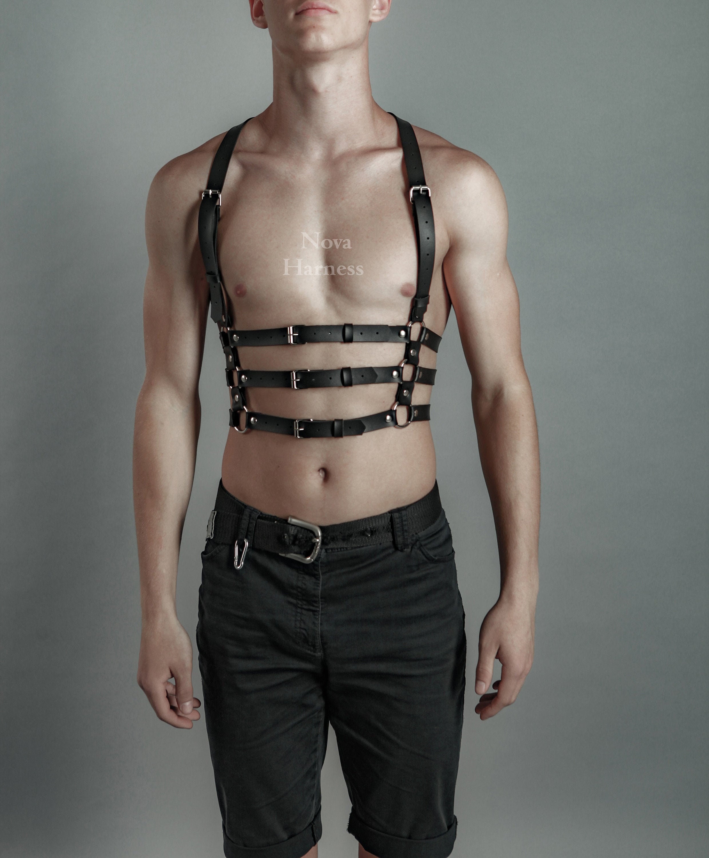 CUSTOM Black Body Harness Chest Harness Men Mens Leather Etsy UK