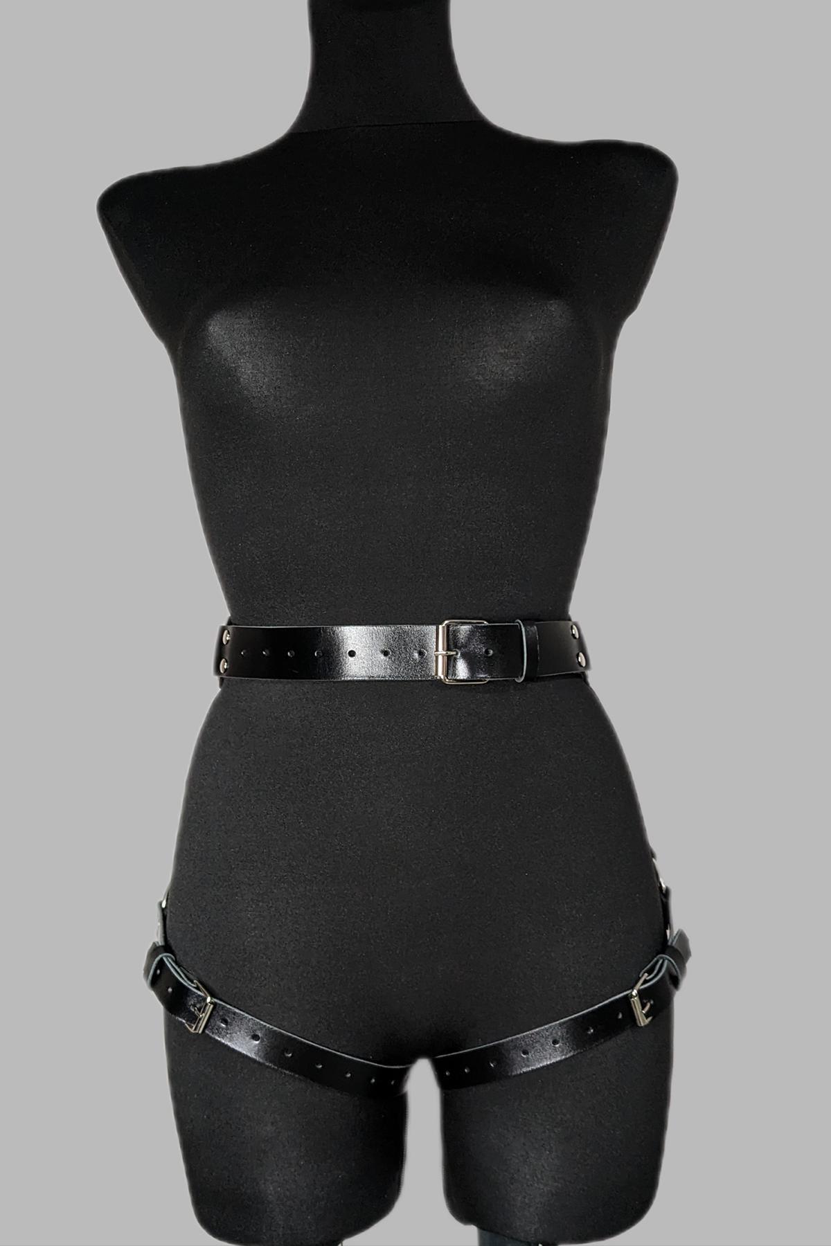 BELLY Waist Belt Leather Strap Body Harness Leg Garter Bondage Cosplay BDSM NWT Waist Belt | Premium Leather Waist Belt | BDSM Restraint  main image 3