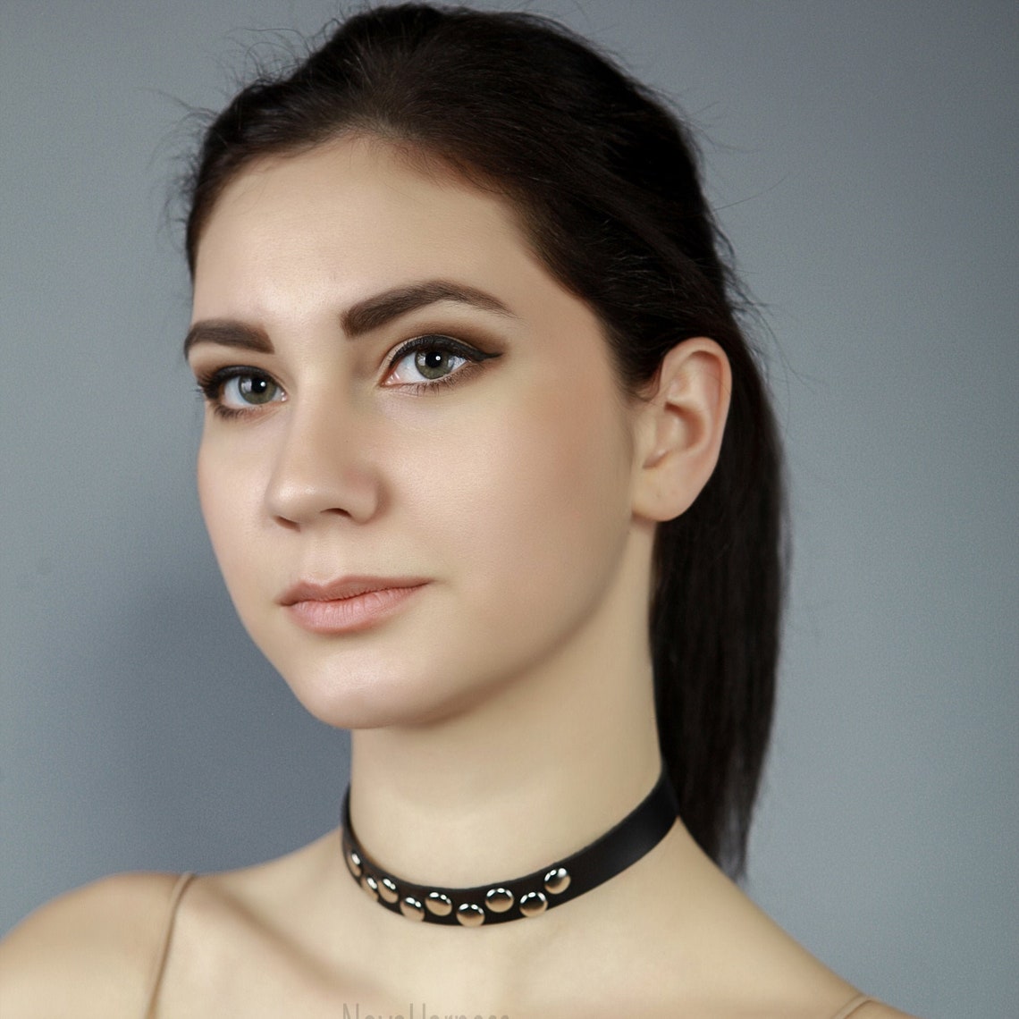 Neck Choker Collar Bdsm Choker Leather Leather Metal Jewelry Etsy