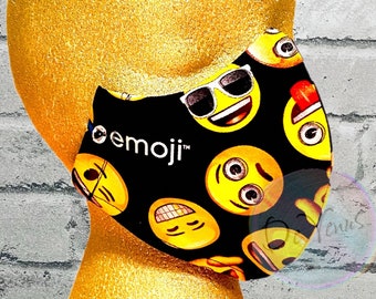 Emoji Face Mask | Emoji Cover | Emoji Fabric | Washable | Reusable | 3 layer Mask | Filter Face Mask | Humor Face Mask | Everyday Mask