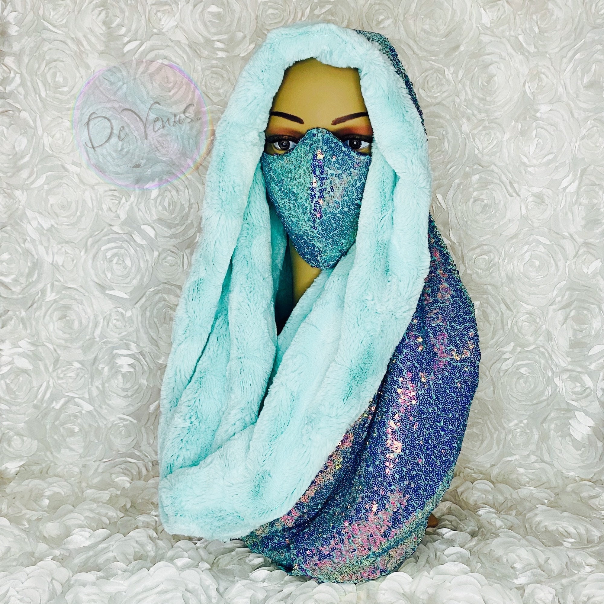 Hoodie Scarf | Mermaid Sequins Scarves | Winter Wear | Snood  display picture 1
