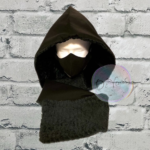 ★FANCY CLUB★ Puff Round Scarf Hoodie 2Color Extra Long Hood Scarf, Pixie Hooded Scarf, Chunky Fringe