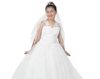 knee length dresses for ladies Girls Baptism Dress Virgin Mary-White (442) 1