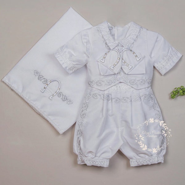 Boy's Baptism Charro Outfit/Christening Gown, Romper/Traje de Bautizo para Nino