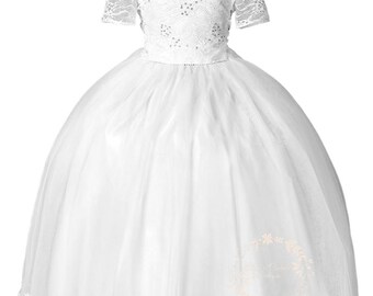 knee length dresses for ladies Girls Baptism Dress Virgin Mary-White (442) 1