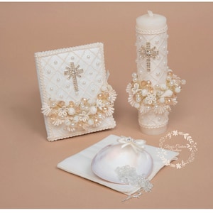 Baptism candle set/Baptism candle/vela para bautizo Baptism/Christening Candle Set/Vela De Bautizo