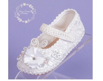 Baptism Christening Baby Girls White Shoes Schoenen Meisjesschoenen Mary Janes Zapato para Bautizo para bebe 