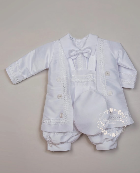 Peace Boy's Baptism/Christening Gown, Romper/Traje de Bautizo para Nino