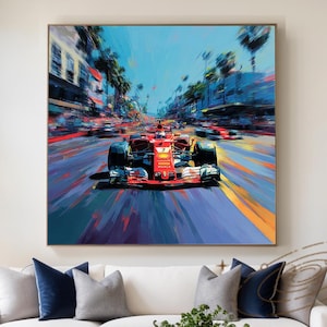 Formula 1 Painting Race Car Original Acrylic Art Motorsport Racing Portrait Decor Ferrari Painting Handmade Painting Gifts for Racing fans
