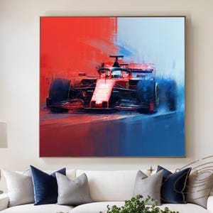 Large Original Formula 1 Painting Race Car Acrylic Art Motorsport Racing Portrait Decor Ferrari Painting Handmade Racing Painting