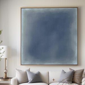 Navy Blue Abstract Painting Blue Abstract Canvas Art Large Abstract Painting Minimalist Abstract Wall Art Oversize Painting for LIving Room