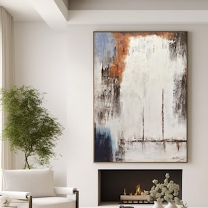 Large Minimalist Abstract Painting Beige and Rust Abstract Minimalist Painting on Canvas Textured Painting Large Abstract Art Minimalist Art image 1