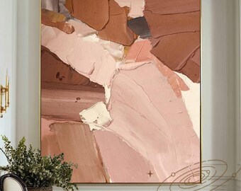 Hand-Painted Terracotta Textured Abstract Painting, Burnt Orange Wall Art