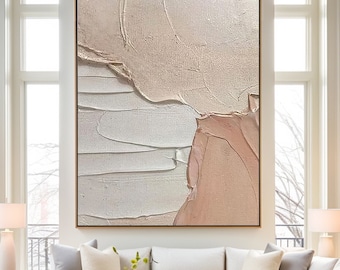 Large Textured Wall Art 3D Texture Art Terracotta Painting Cream Painting Wabi Sabi Wall Art Terracotta Wall Art for Living Room