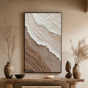 Brown Abstract Ocean Waves Abstract Painting Heavy Texture Painting Wabi-Sabi Wall Art 3D Textured Abstract Painting Ocean Wave Painting