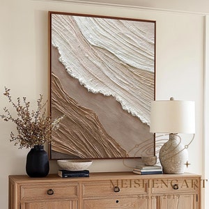 Wabi-Sabi Wall Art Ocean Waves Abstract Painting 3D Textured Painting Heavy Texture Painting Earth Tone Waves Art Ocean Abstract Painting