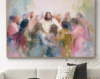 Original Jesus Teaching Acrylic Painting,Christian Art