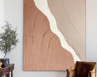 Hand-Painted Plaster Relief Art, Wabi-Sabi Texture, Minimalist Decor