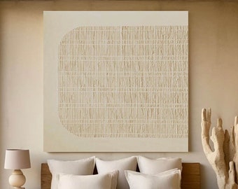 Large Beige 3D Textured Wall Art Beige Minimalist Painting Neutral Plaster Painting Wabi Sabi Wall Art Beige Boho Painting Minimalist Art