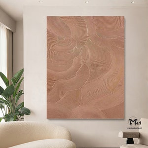 Wabi-Sabi Wall Art 3D Textured Painting Terracotta Painting Terracotta Canvas Wall Art Line Painting Abstract Canvas Painting Original Art