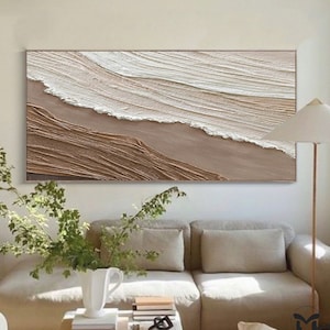 Ocean Waves Art Abstract Painting on Canvas 3D Textured Wall Art Minimalist Wabi-Sabi Wall Art Texture Wall Art Heavy Custom Ocean Wall Art