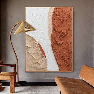 Textured Wall Art Terracotta Abstract Art Burnt Orange Painting Minimalist Wall Art Bright Wall Art Interior Art Large Painting on Canvas