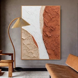 Original Abstract Painting Terracotta Texture Art Burnt Orange Painting Minimalist Wall Art Bright Wall Art Interior Art Painting on Canvas