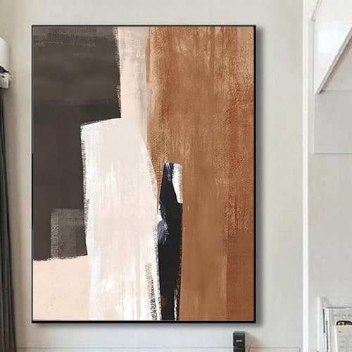 Brown Abstract Large Painting Brown Canvas Wall Art Texture Etsy