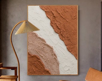 Large Terracotta Textured Wall Art 3D Texture Art Plaster Wall Art Terracotta Abstract Art Minimalist Wall Art Heavy Textured Wall Art